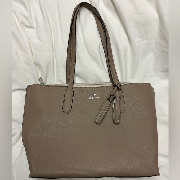 Nine West Handbags - Nine West leather taupe tote bag - new w/o tags